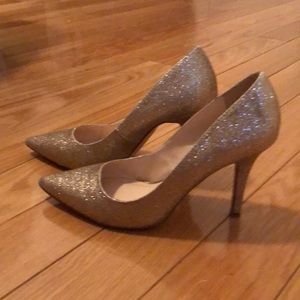 Gold sparkly glitter high heel